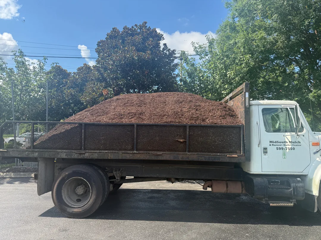 Truck loaded with fresh mulch for delivery